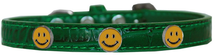 Happy Face Widget Croc Dog Collar Emerald Green Size 16